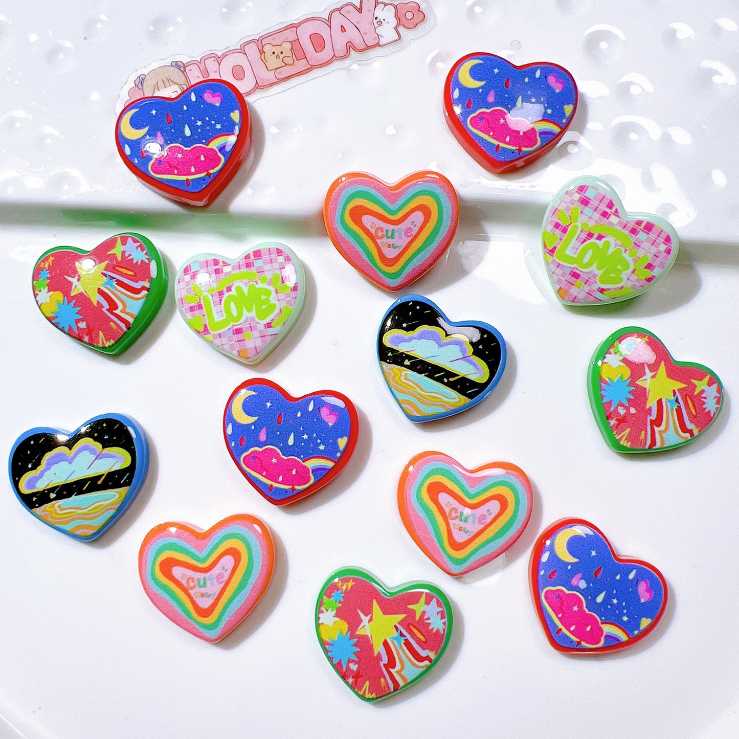 (5pic for1bag)Cutie heart diy charms resin (pack offline)