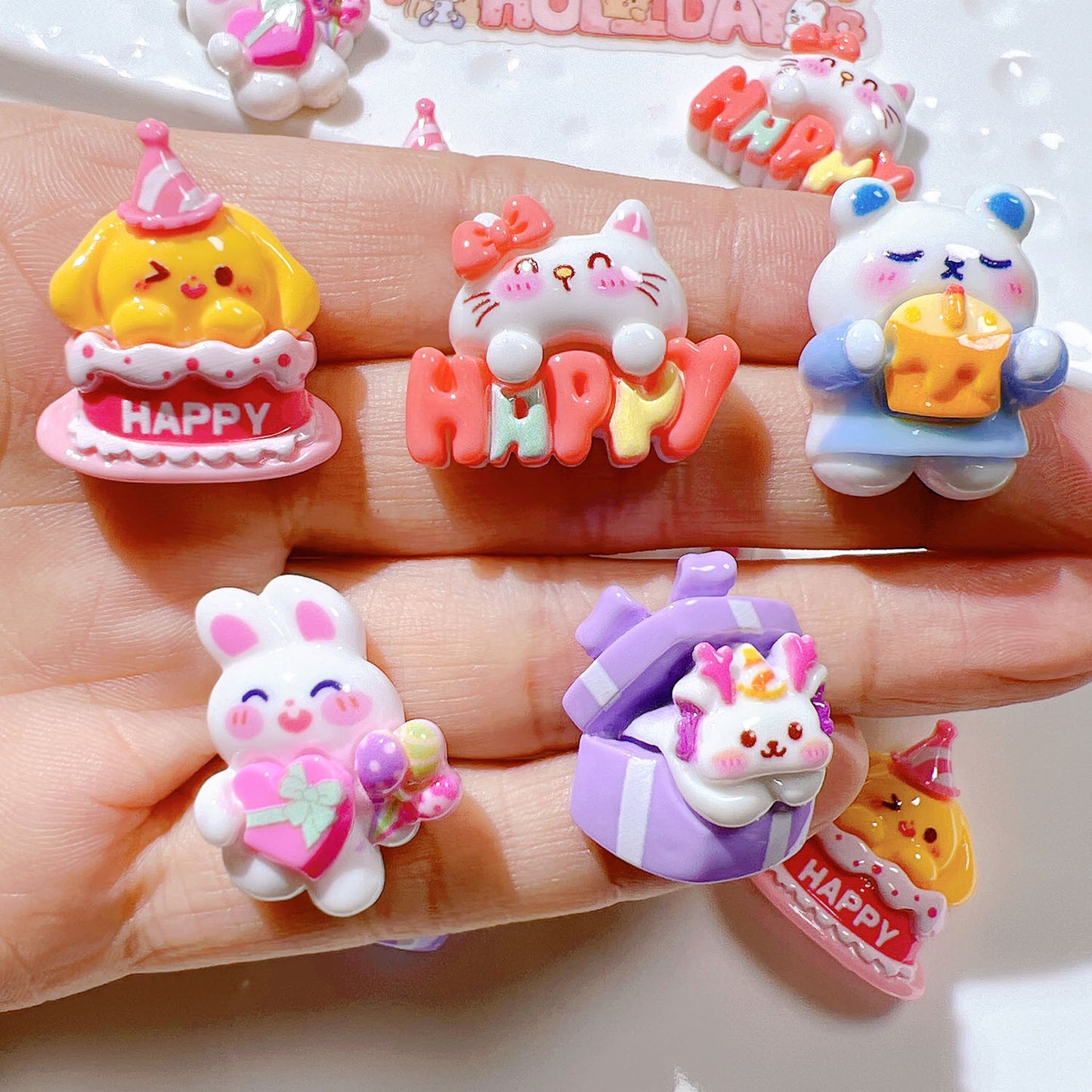 (5pic for 1bag)Cutie Happy Cat Cake Diy Resin Charms (pack Offline)