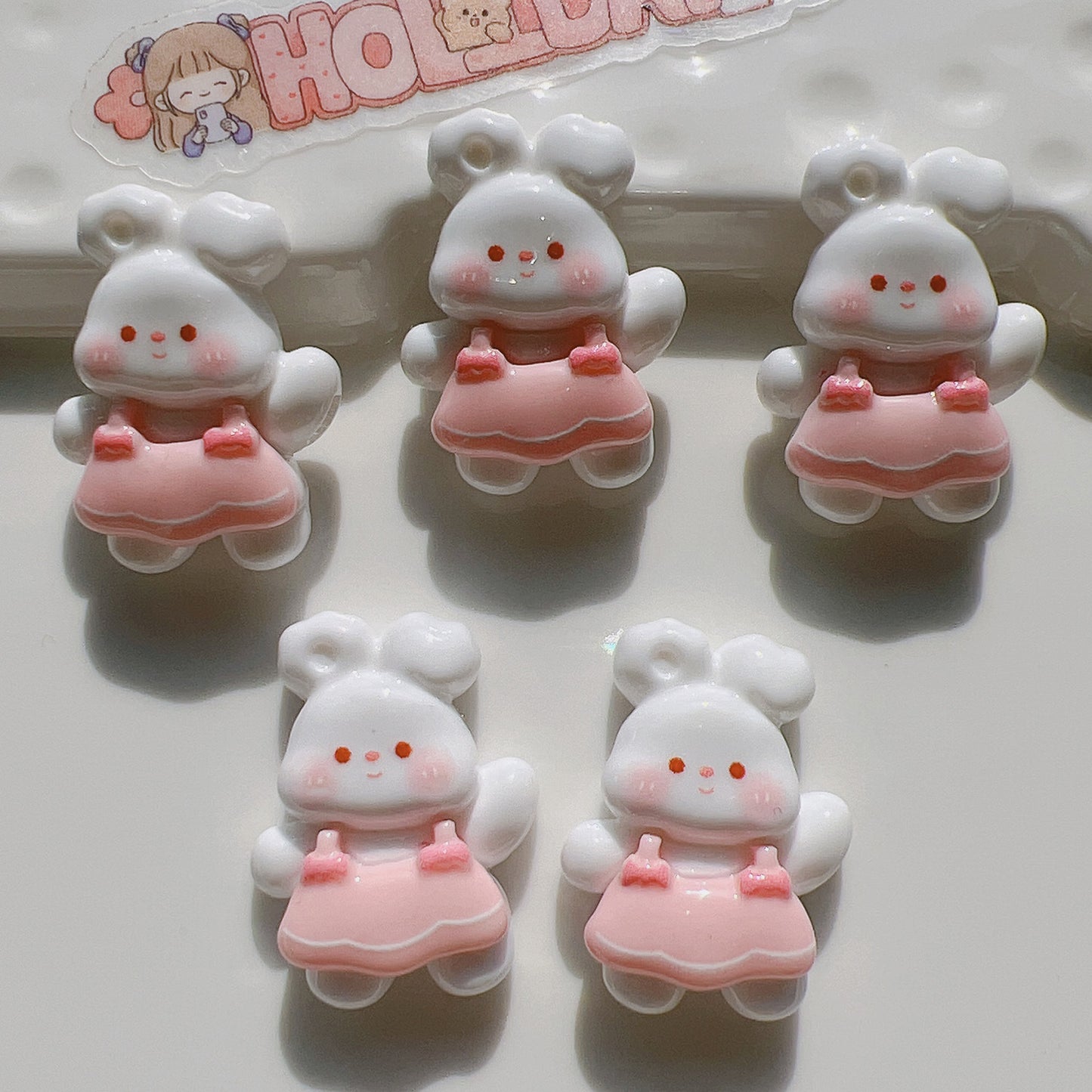 (5pic for 1bag)Cutie rabbit diy resin charms(pack offline)