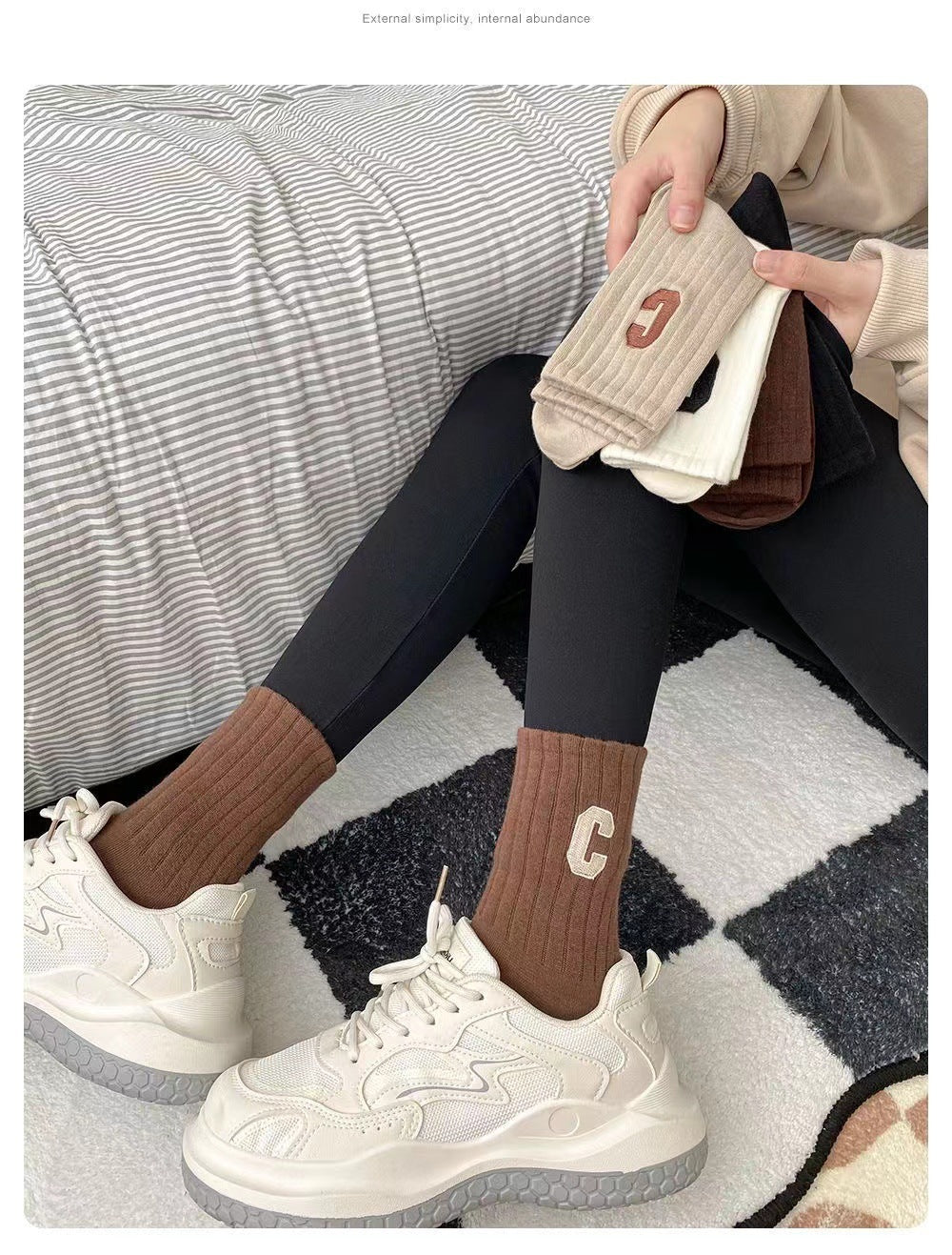 Trendy Letter C Crew Socks | Breathable Everyday Socks for Women