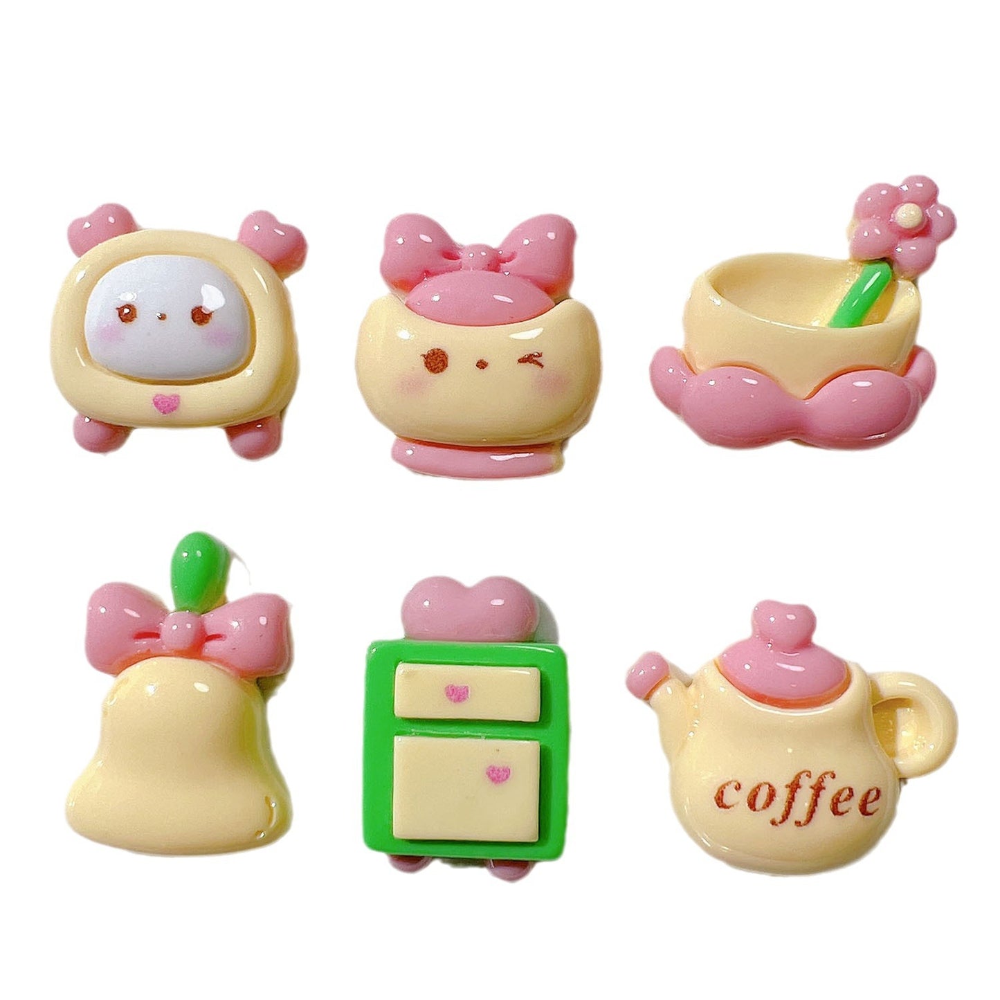 (5pic for 1 Bag) Cutie Coffee Teapot DIY Resin Charms (Pack Offline)