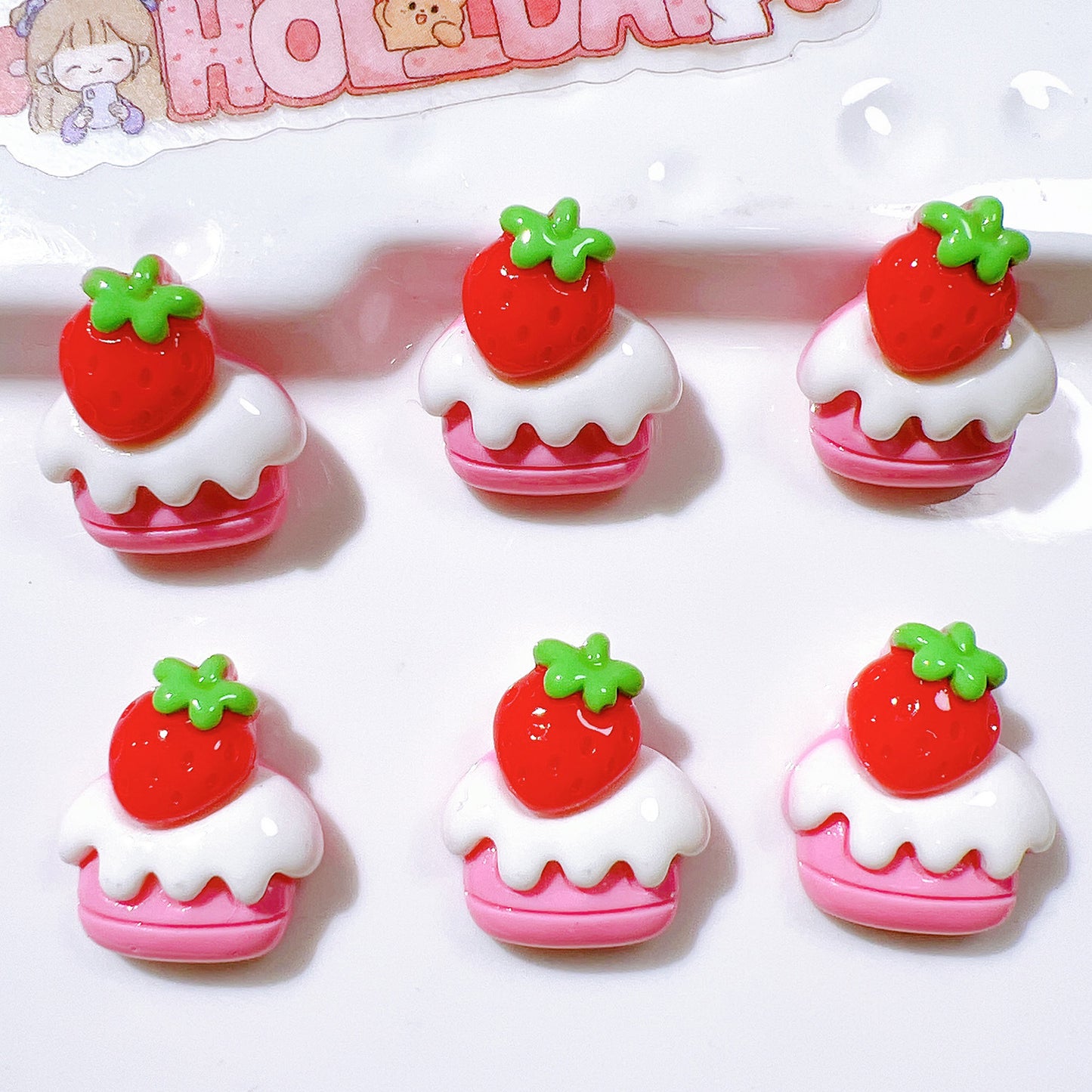 (5pic for 1bag)Cutie strawberry cake diy resin charms (pack offline)