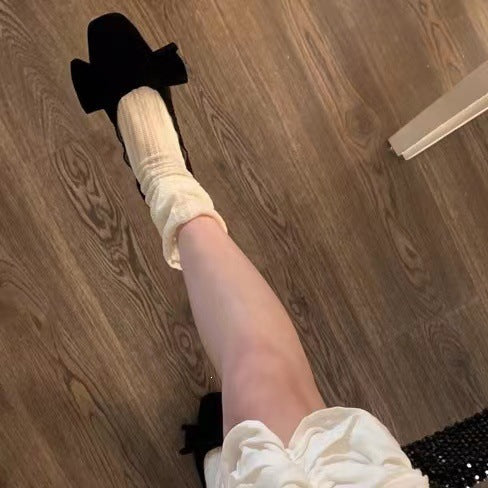 Lace Cable Calf Socks for Women | Thin Breathable Summer Mesh Socks