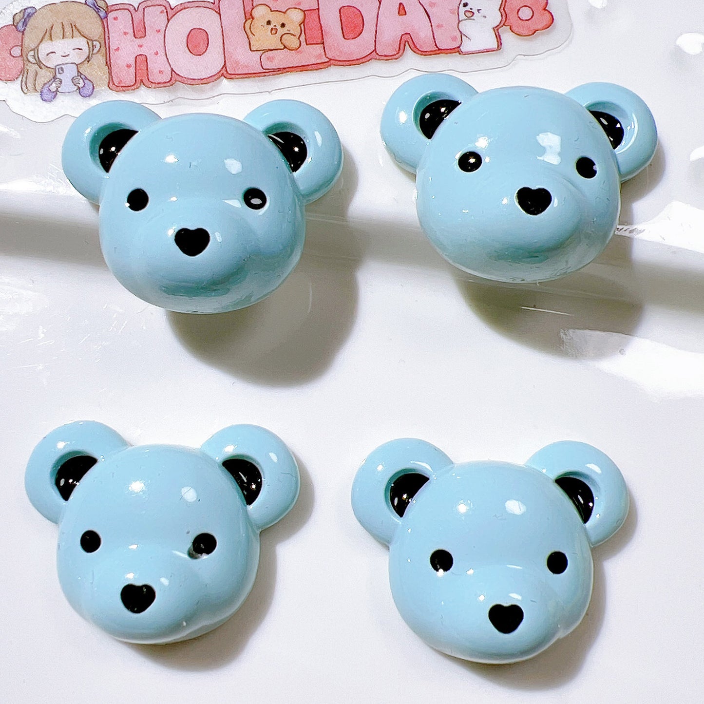 (5pic for1bag)Cutie bear head diy resin charms (pack offline)