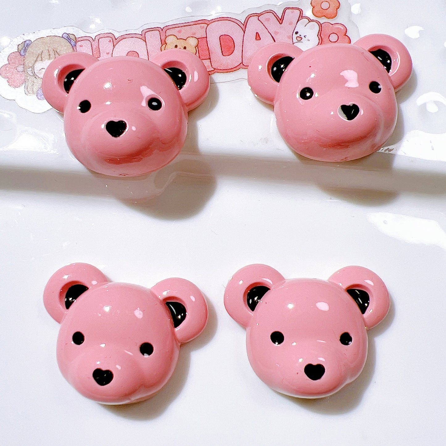 (5pic for1bag)Cutie bear head diy resin charms (pack offline)