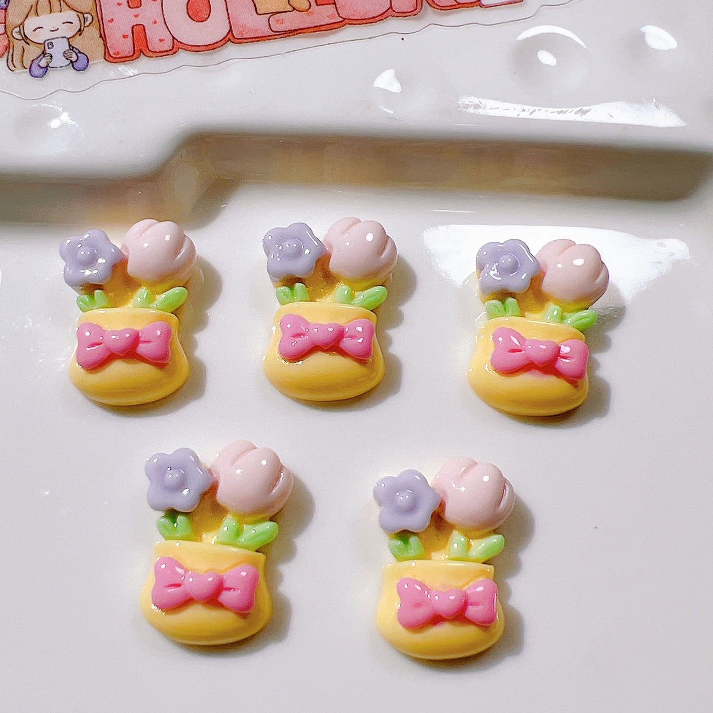 (5pic for 1bag)Cutie mini flower pot diy resin charms (pack offline)