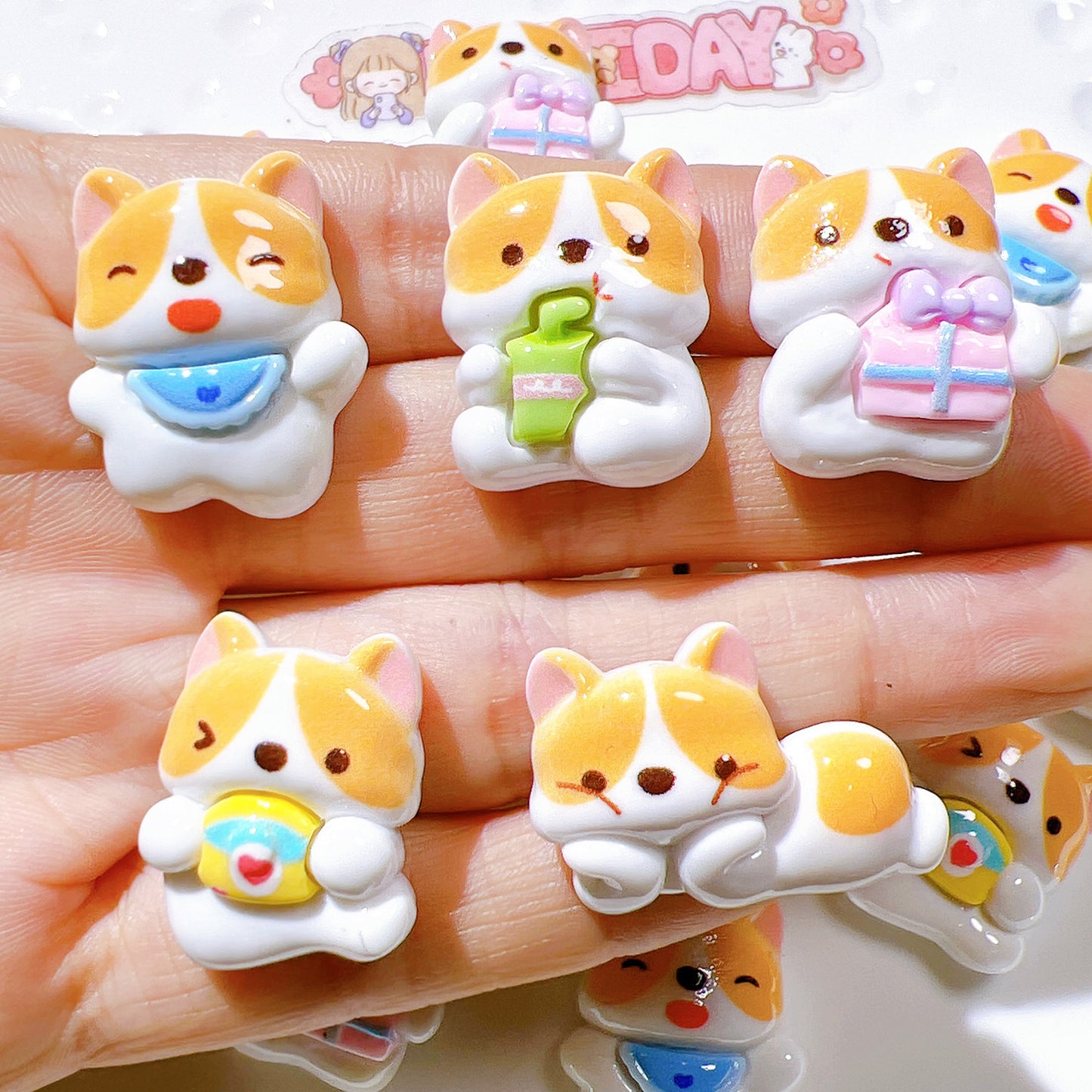 (5pic for1bag)Cutie Kobe Dog diy charms resin (pack offline)