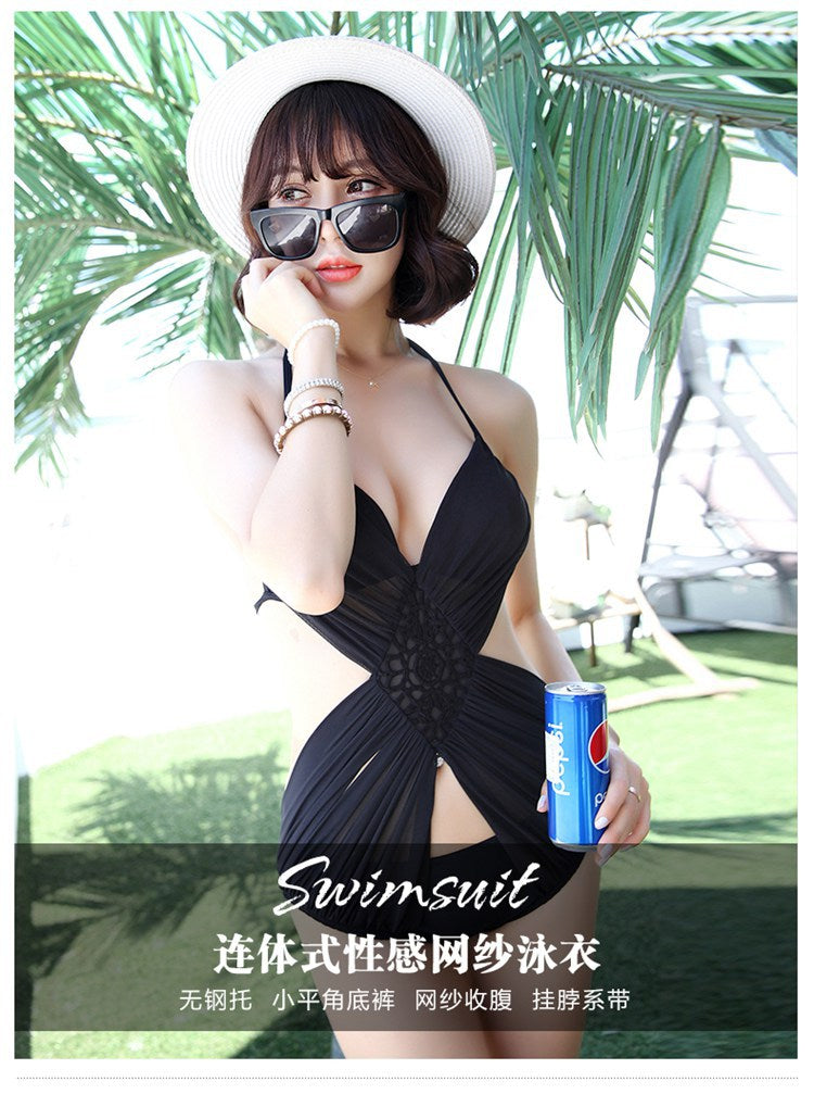 Sexy Halter Cutout One-Piece Swimsuit | Tummy Control Swimwear