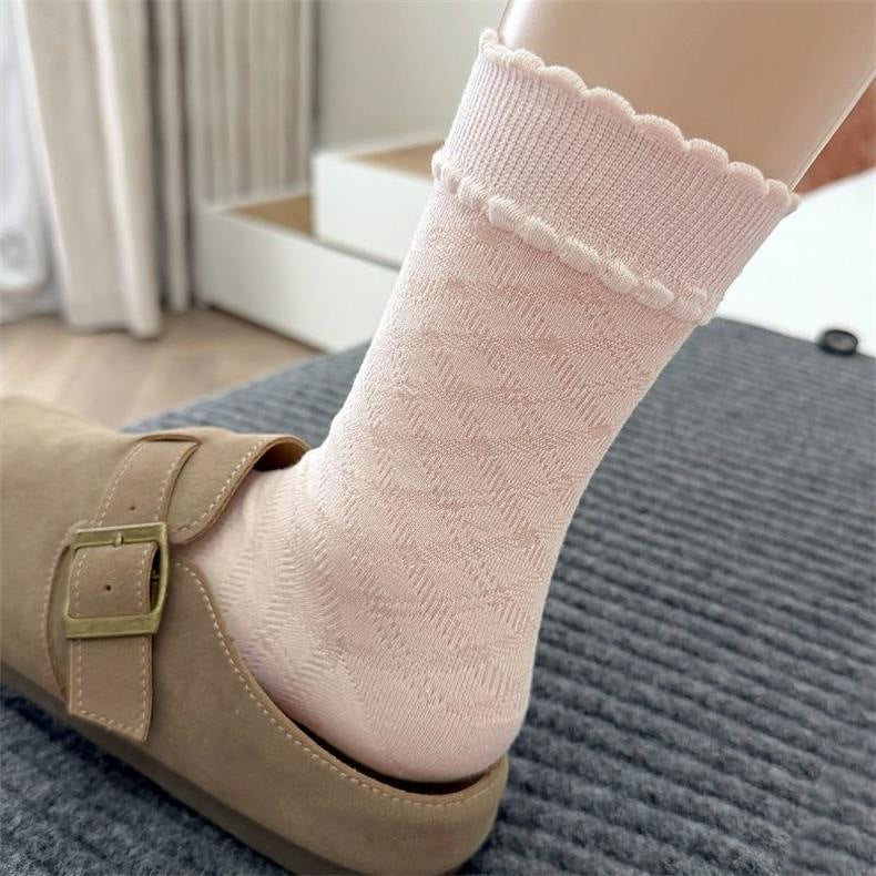 Sweet Patterned Crew Socks for Women | Breathable Cotton Casual Socks