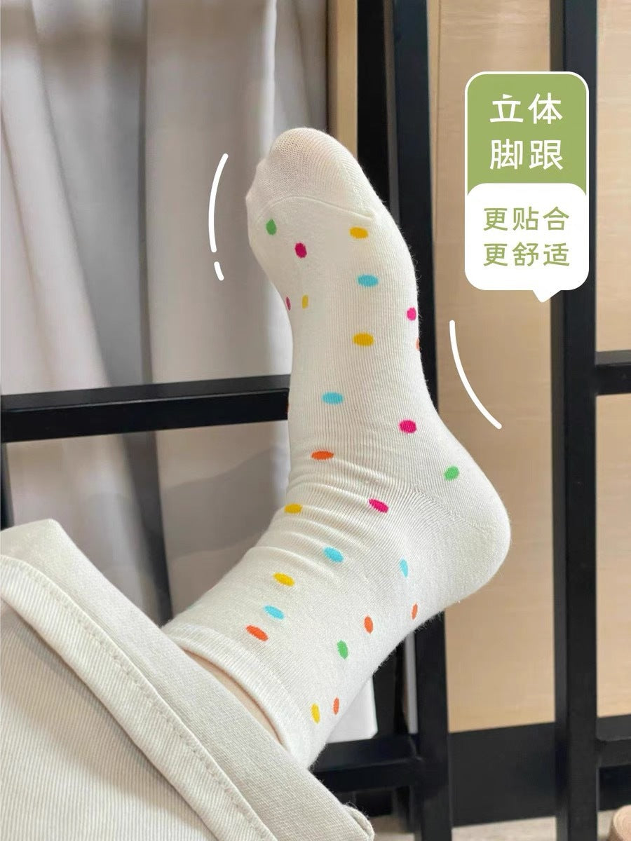 Cute Cotton Crew Socks for Women | Colorful Dopamine Patterned Socks