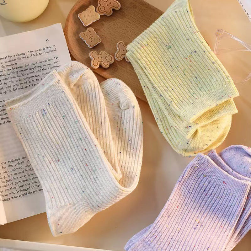 Speckled Cotton Crew Socks | Casual Everyday Women's Mid-Calf Socks