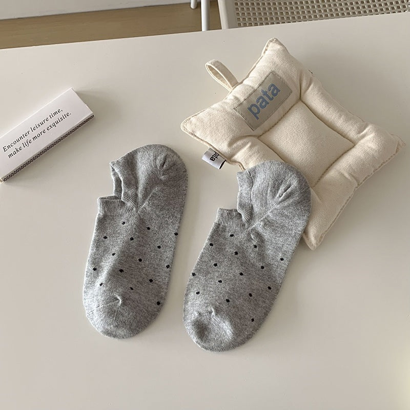 Cotton Polka Dot No-Show Socks for Women | Stay-Put Invisible Socks