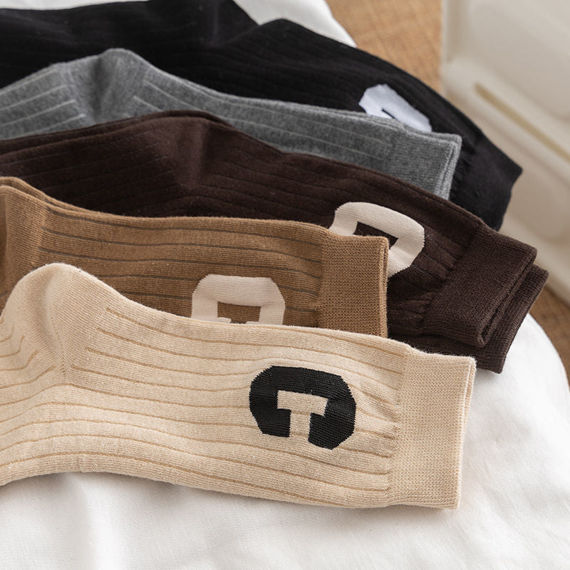 C Logo Crew Socks for Women | Trendy Soft Casual Everyday Socks
