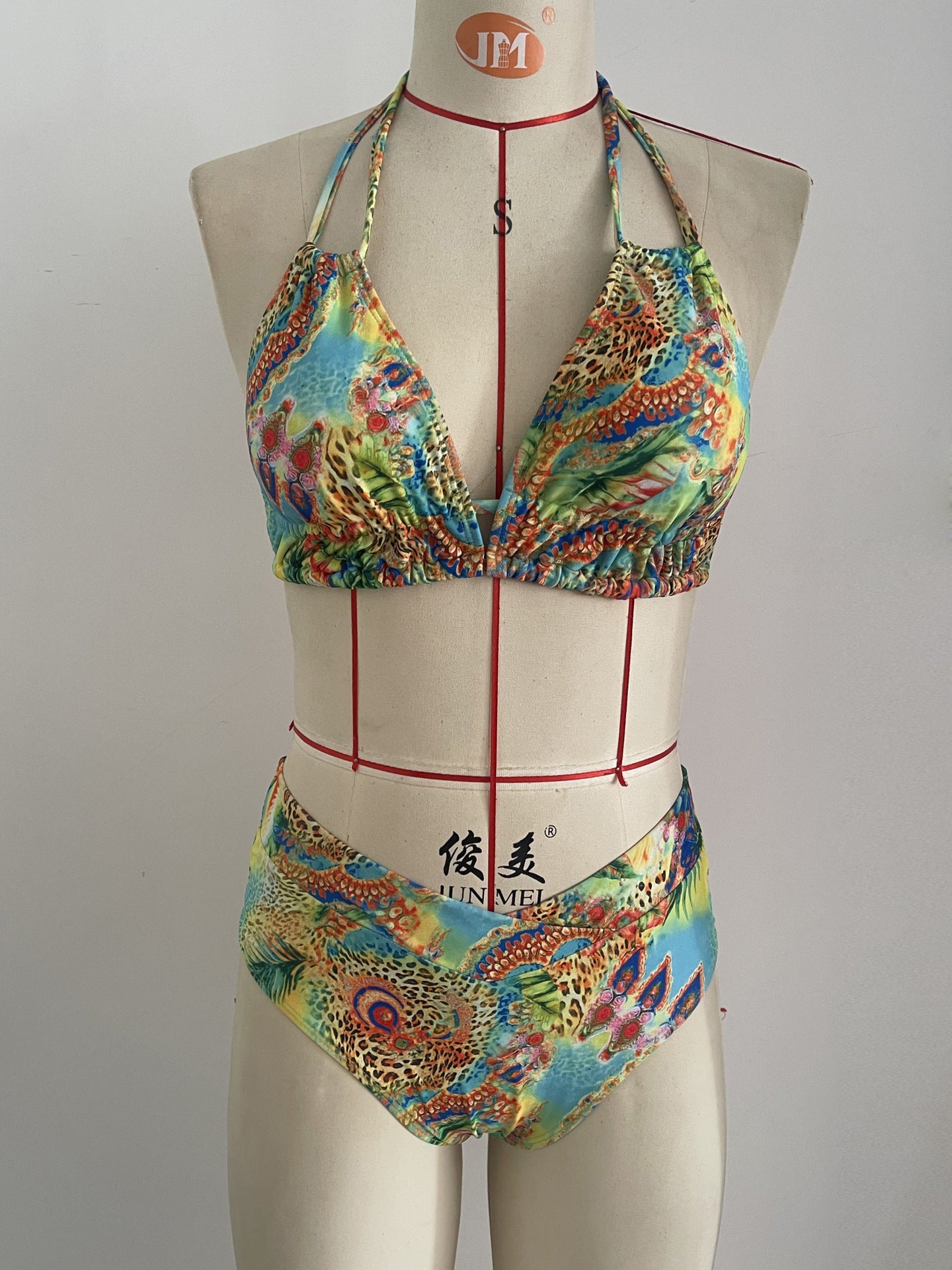 Printed Halter High-Waist Bikini Set | Women's Vacation Swimwear