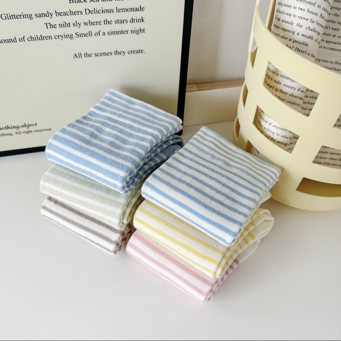 Soft Striped Cotton Crew Socks for Women | Loose Top Comfort