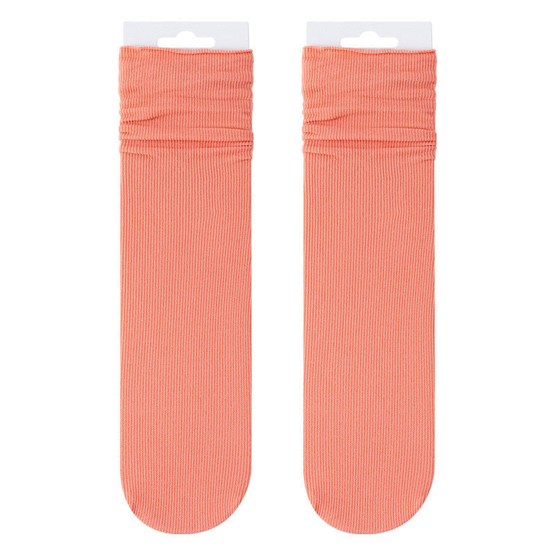 Thin Ice Silk Slouch Crew Socks for Women | Breathable Summer Solid Socks