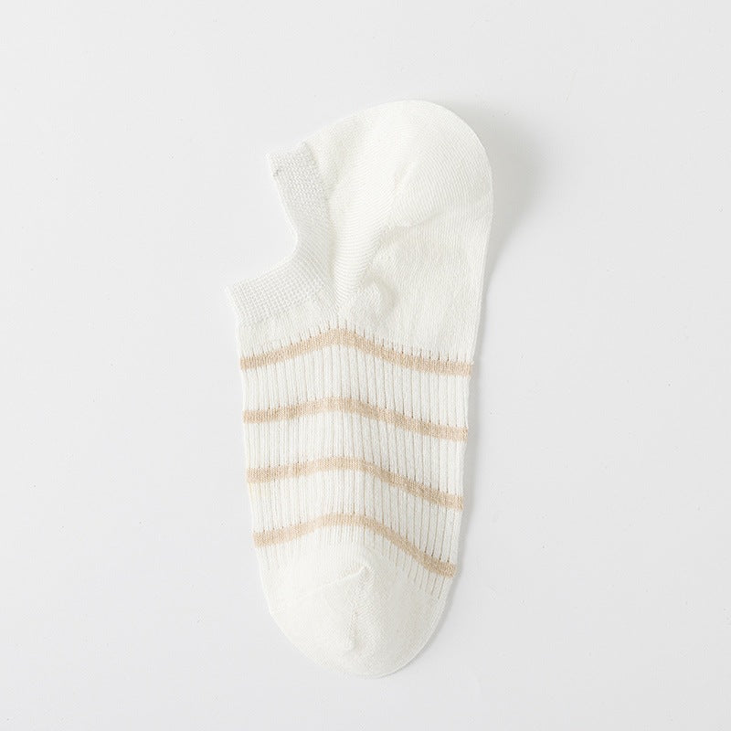 Striped No-Show Socks for Women | Breathable Non-Slip Socks