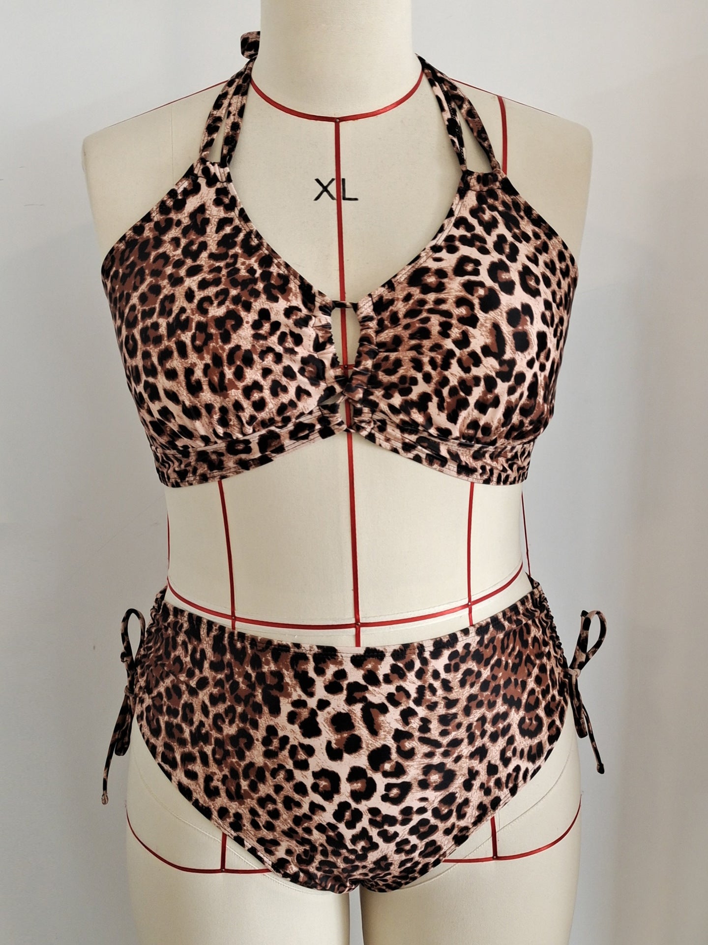 Plus Size Leopard Halter Tie-Side Bikini | Women's Beach Swimwear