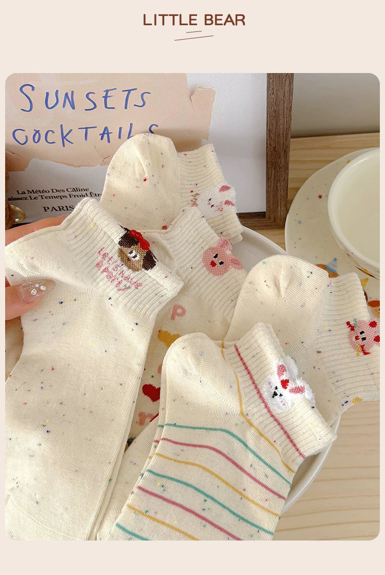 Cute Cartoon Cotton Ankle Socks for Women | Breathable Summer Socks