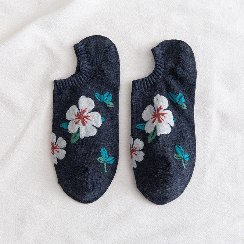 Floral No-Show Socks for Women | Soft Cotton Low Cut Socks