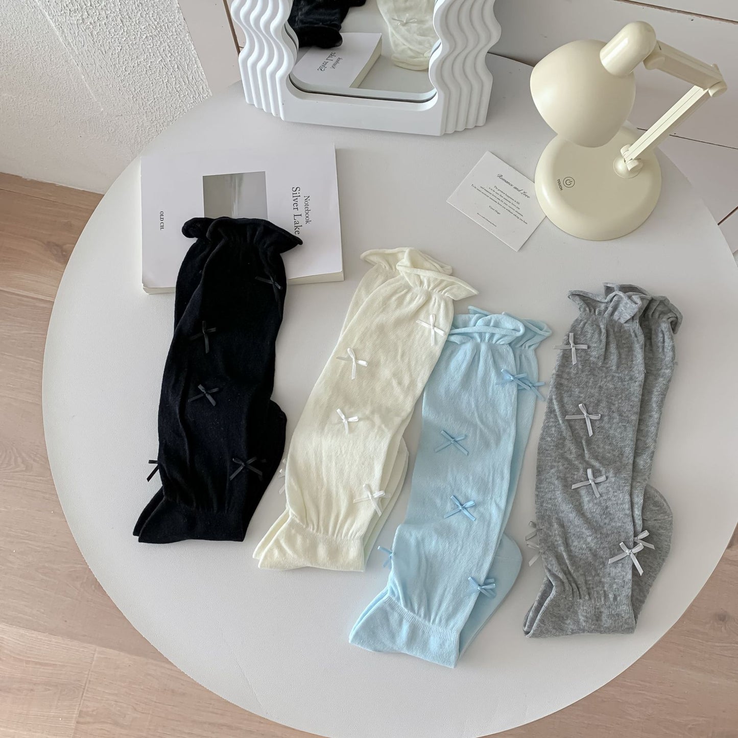 Bow Accent Slouch Socks | Thin Summer Calf Socks for Women
