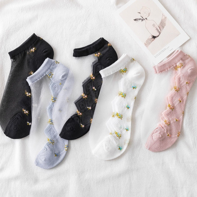 Sheer No-Show Socks for Women | Breathable Cotton Sole Summer Socks