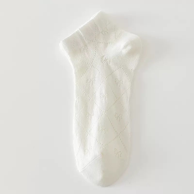 Feminine Bow Ankle Socks | Combed Cotton Women's Socks