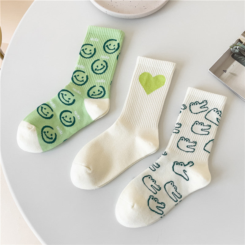 Cute Patterned Crew Socks for Women | Soft Cotton Casual Socks