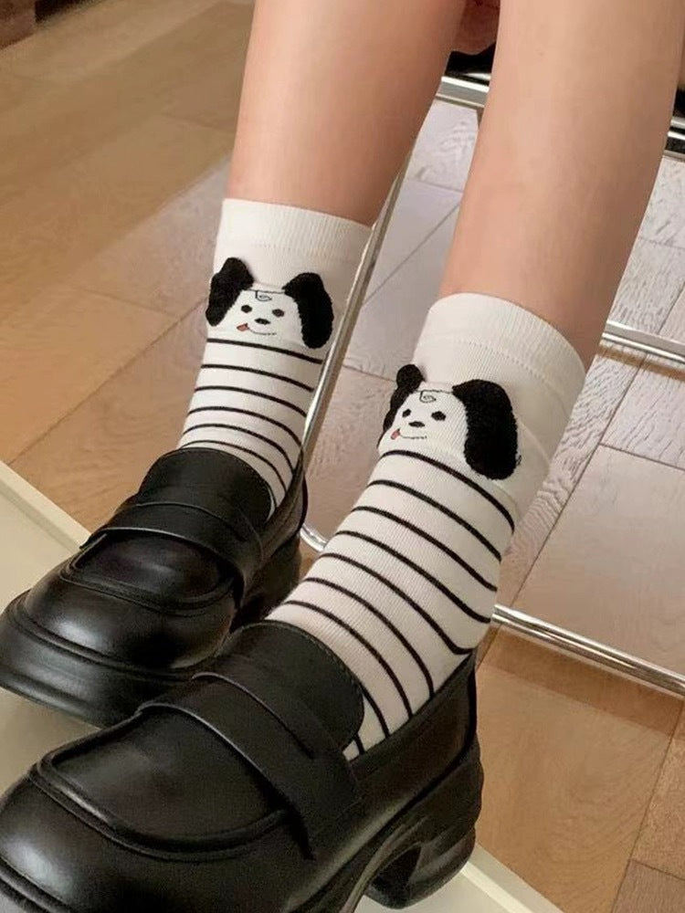 Cute 3D Puppy Cotton Novelty Crew Socks for Women