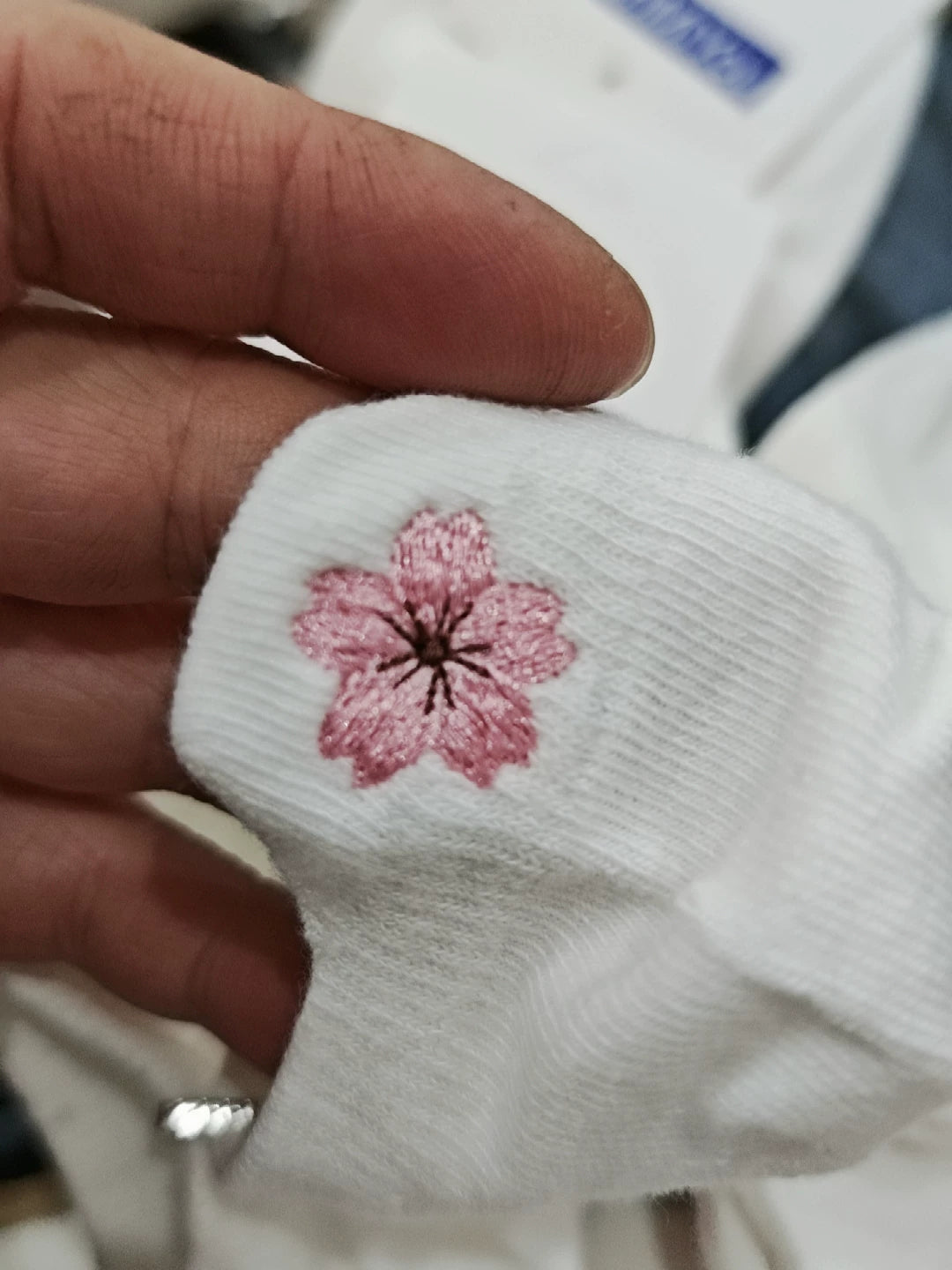 Cute Embroidered No-Show Socks | White Breathable Cotton For Women