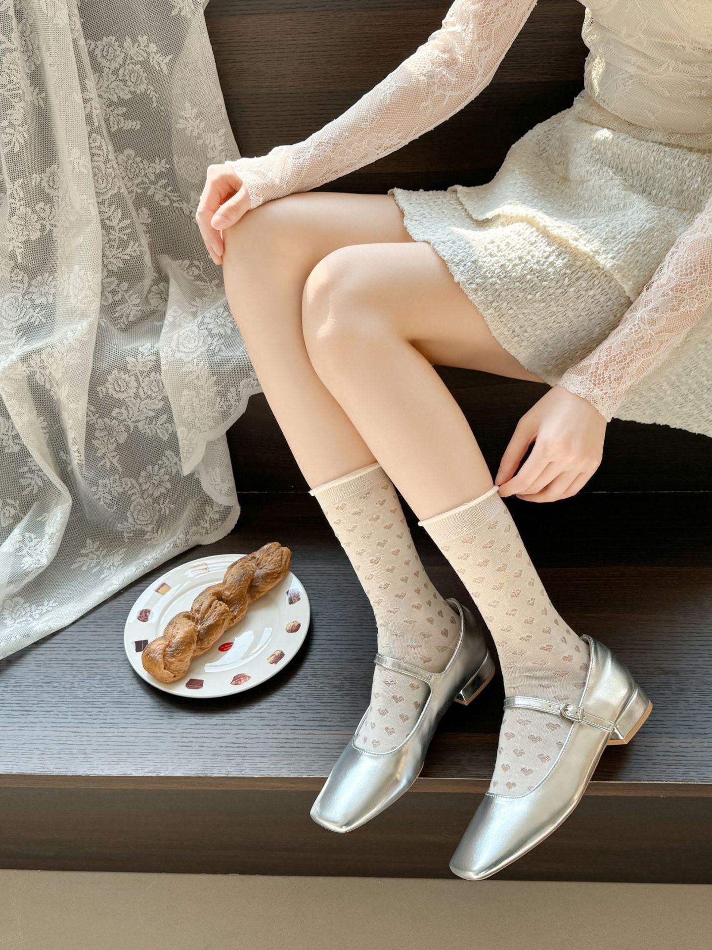 Sheer Cotton Crew Socks | Thin Summer Mid-Calf for Women