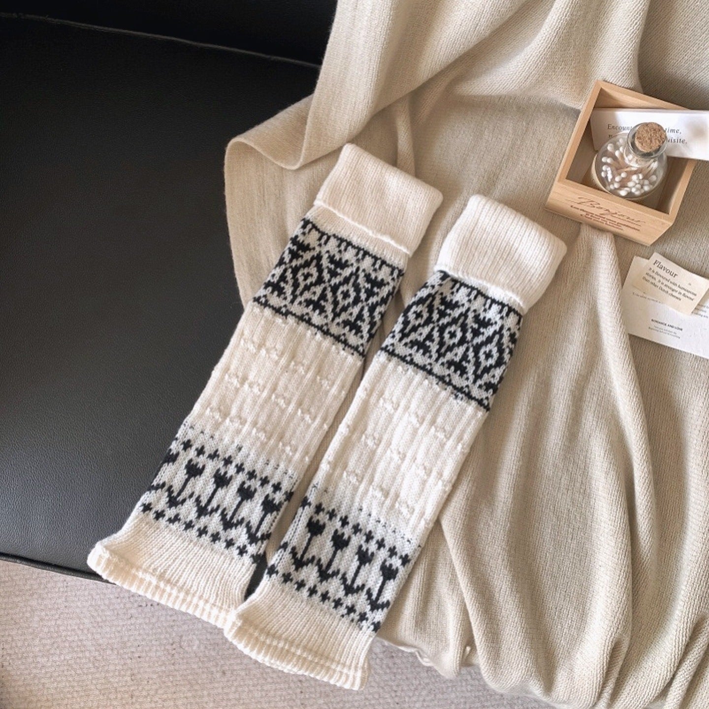 Fair Isle Knit Slouch Leg Warmers | Cozy Socks for Women