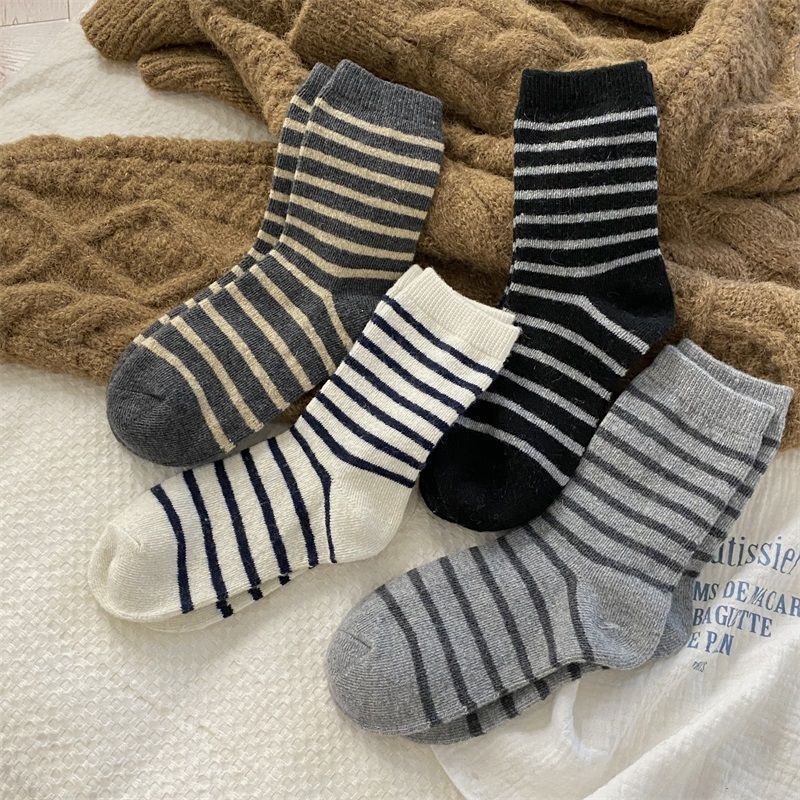 Cozy Striped Crew Socks for Women | Thick Warm Winter Socks