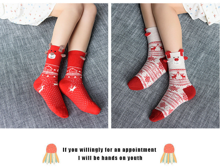 3D Reindeer Christmas Novelty Crew Socks for Women