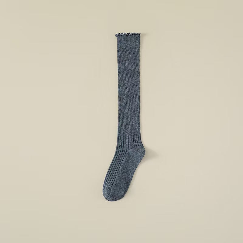 Ruffled Slouch Crew Socks | Women's Mid-Calf Cotton Socks
