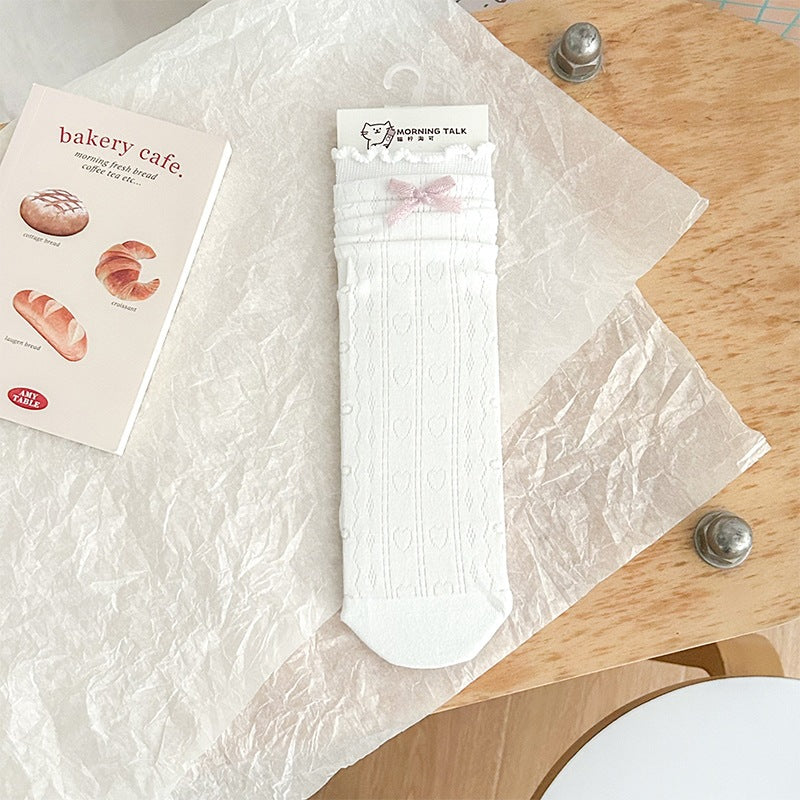 Cute Cotton Crew Socks for Women | Breathable Summer Mid-Calf Socks