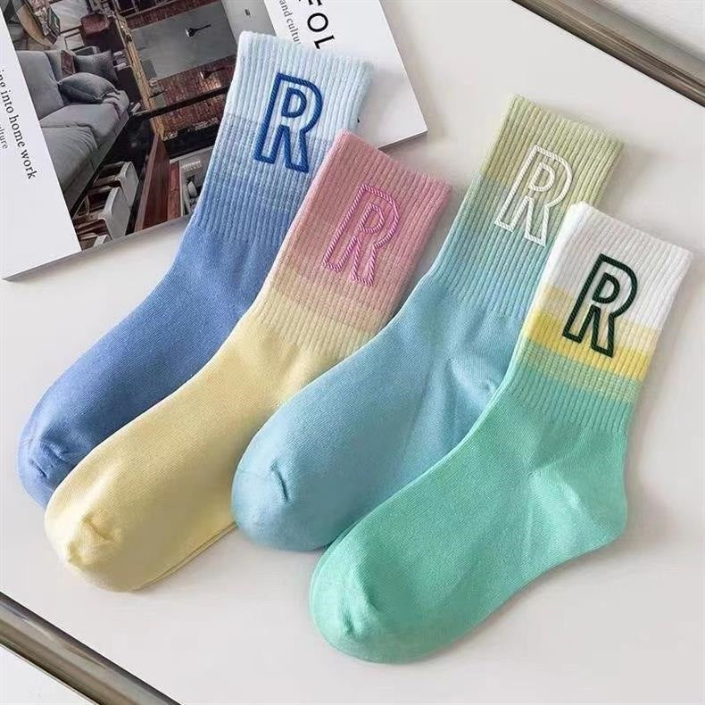 Gradient R Logo Crew Socks | Breathable Athletic Socks for Women