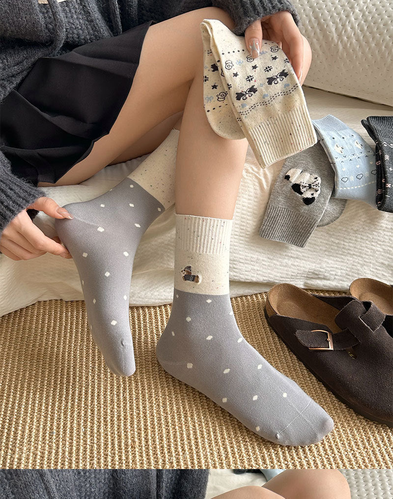 Cozy Cotton Crew Socks for Women | Cute Patterned Winter Socks