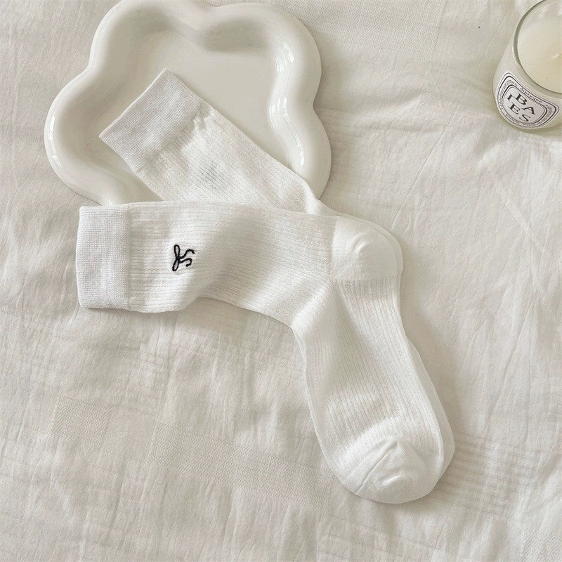 Ballet Bow Cotton Crew Socks | Breathable Summer Socks for Women