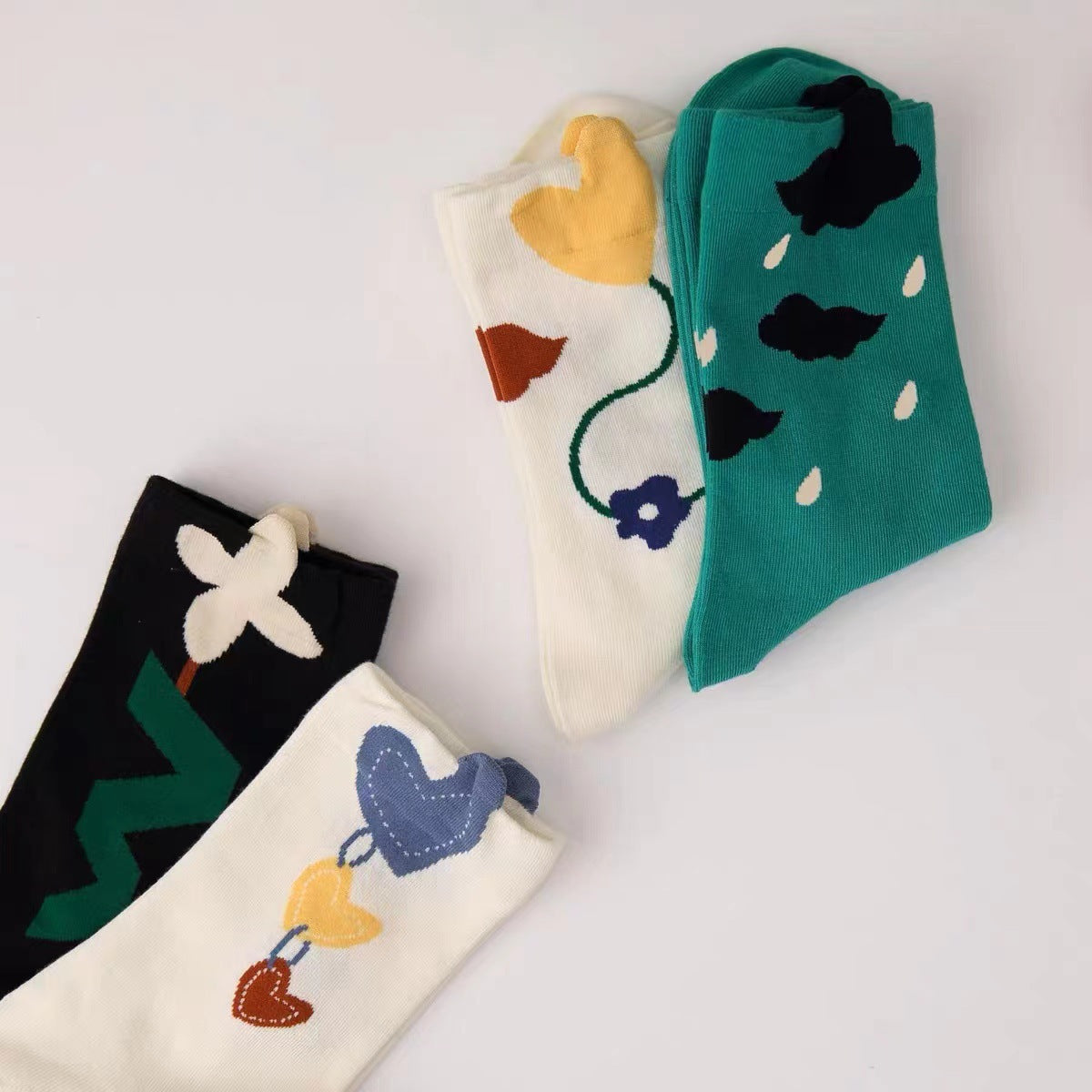 Cute Novelty Crew Socks for Women | Trendy Patterned Cotton Socks