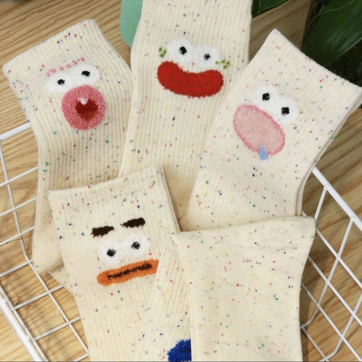 Quirky Novelty Crew Socks | Speckled Cartoon Socks for Women