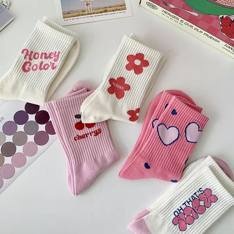 Cute Novelty Crew Socks for Women | Sweet Patterned Cotton Socks