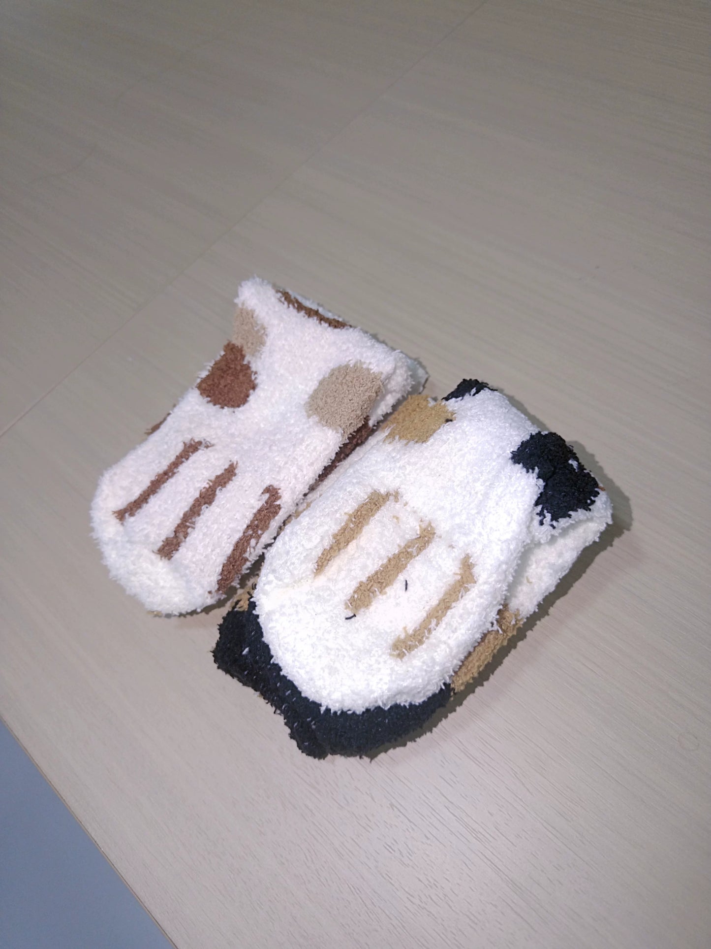 Fuzzy Cat Paw Cozy Crew Socks | Warm Winter Lounge Socks