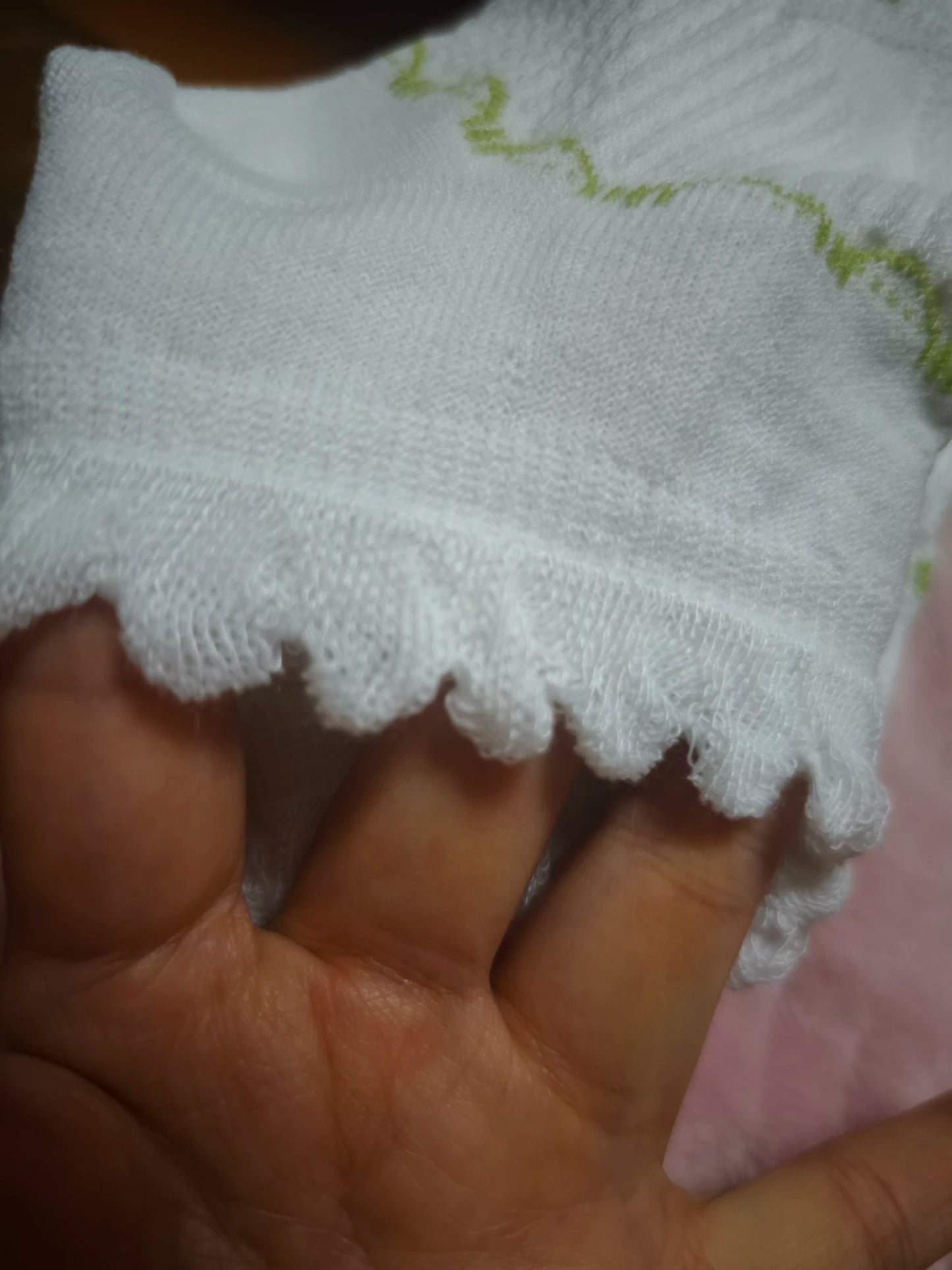 Cute Ruffled Ankle Socks for Women | Fresh White Green Cotton Socks