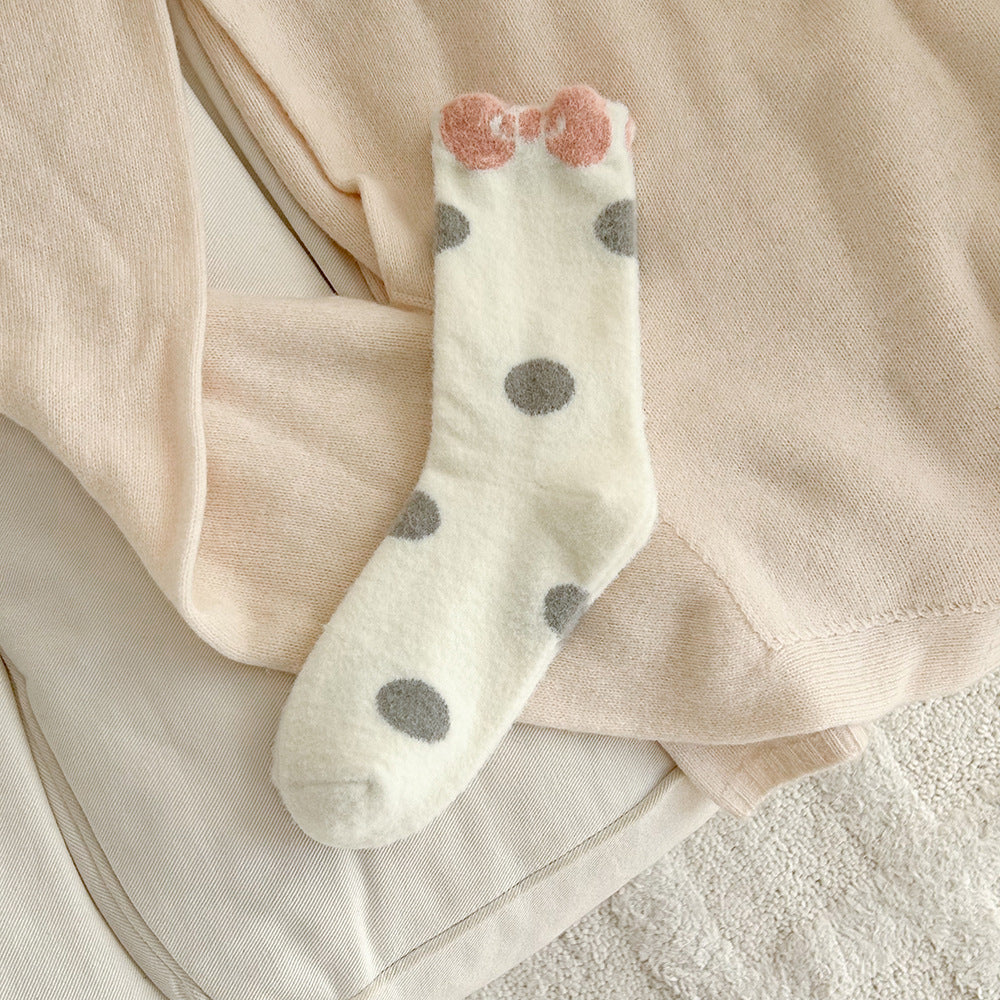 Cute Fuzzy Cozy Crew Socks | Hello Kitty Winter Socks for Women