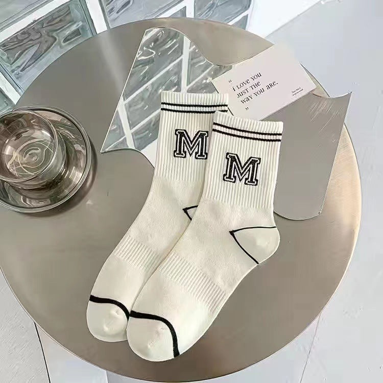 Crew Socks for Women | Black White Trendy Athletic Casual Socks