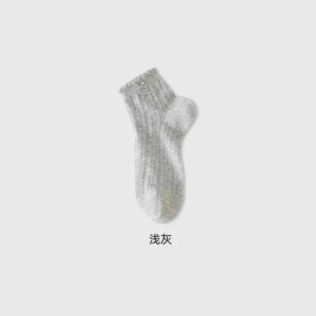 Women's Bow Ankle Socks | Breathable Mesh Summer Short Socks