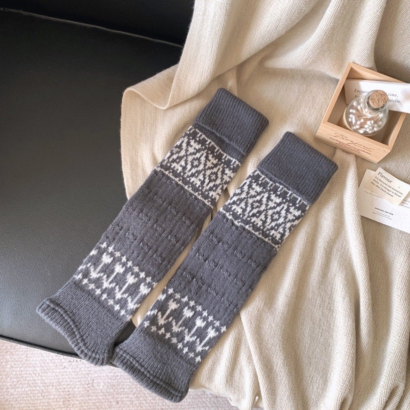 Fair Isle Knit Slouch Leg Warmers | Cozy Socks for Women