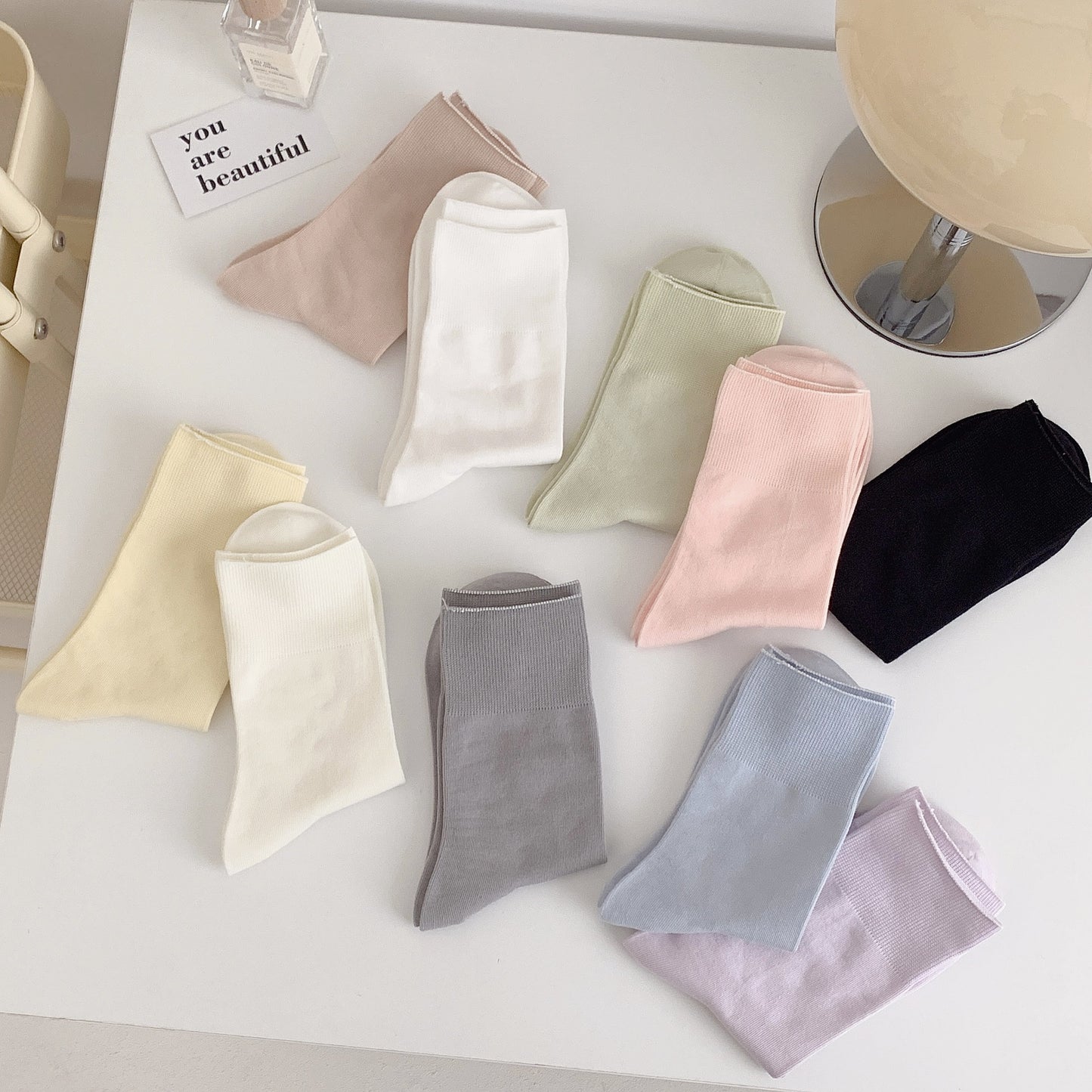 Seamless Cotton Crew Socks for Women | Loose Top Everyday Socks