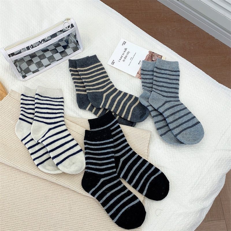 Cozy Striped Crew Socks for Women | Thick Warm Winter Socks